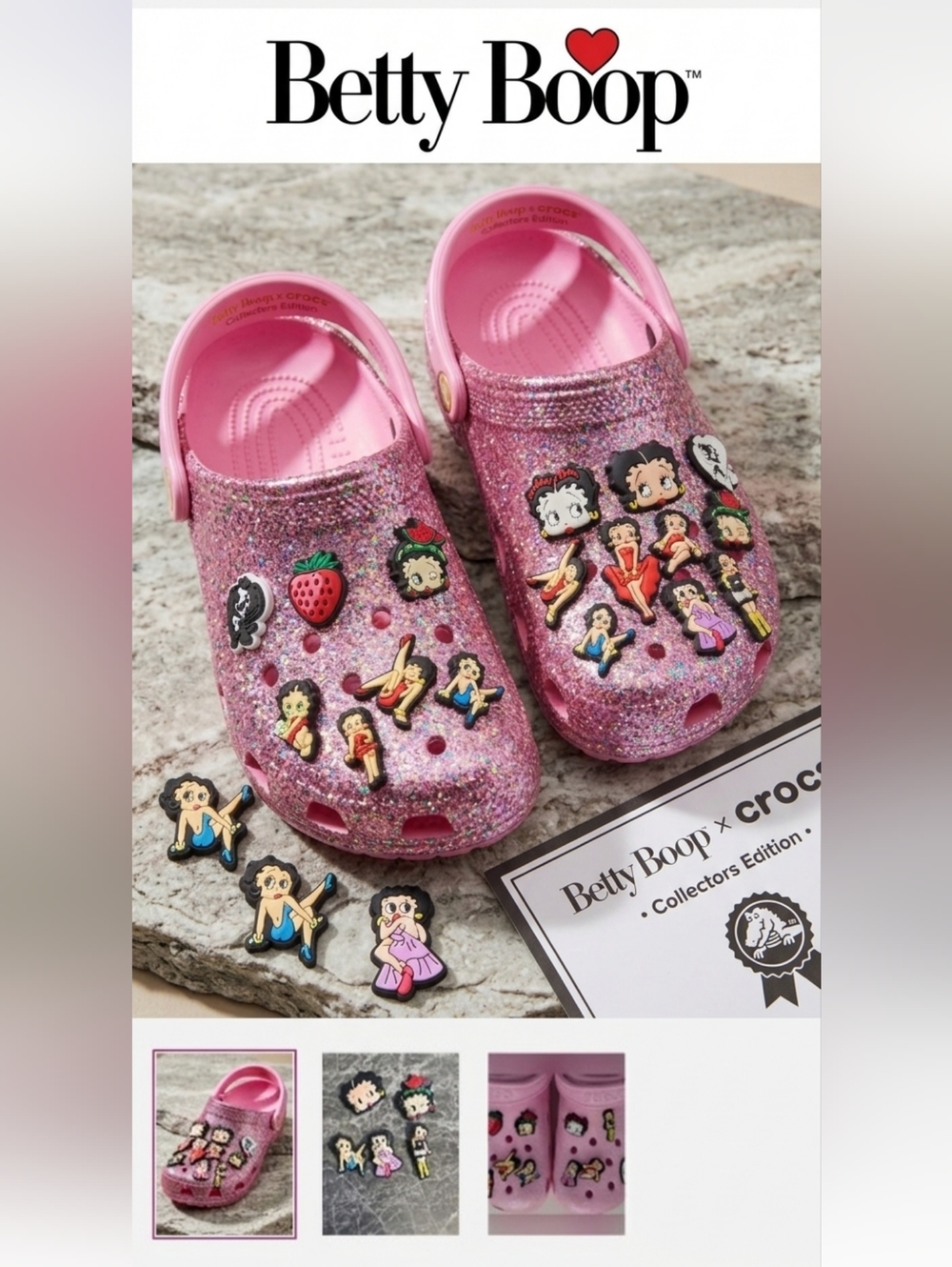 NEW Set of 5 Betty Boop Croc Charms | Jibbitz Style Shoe Buttons
